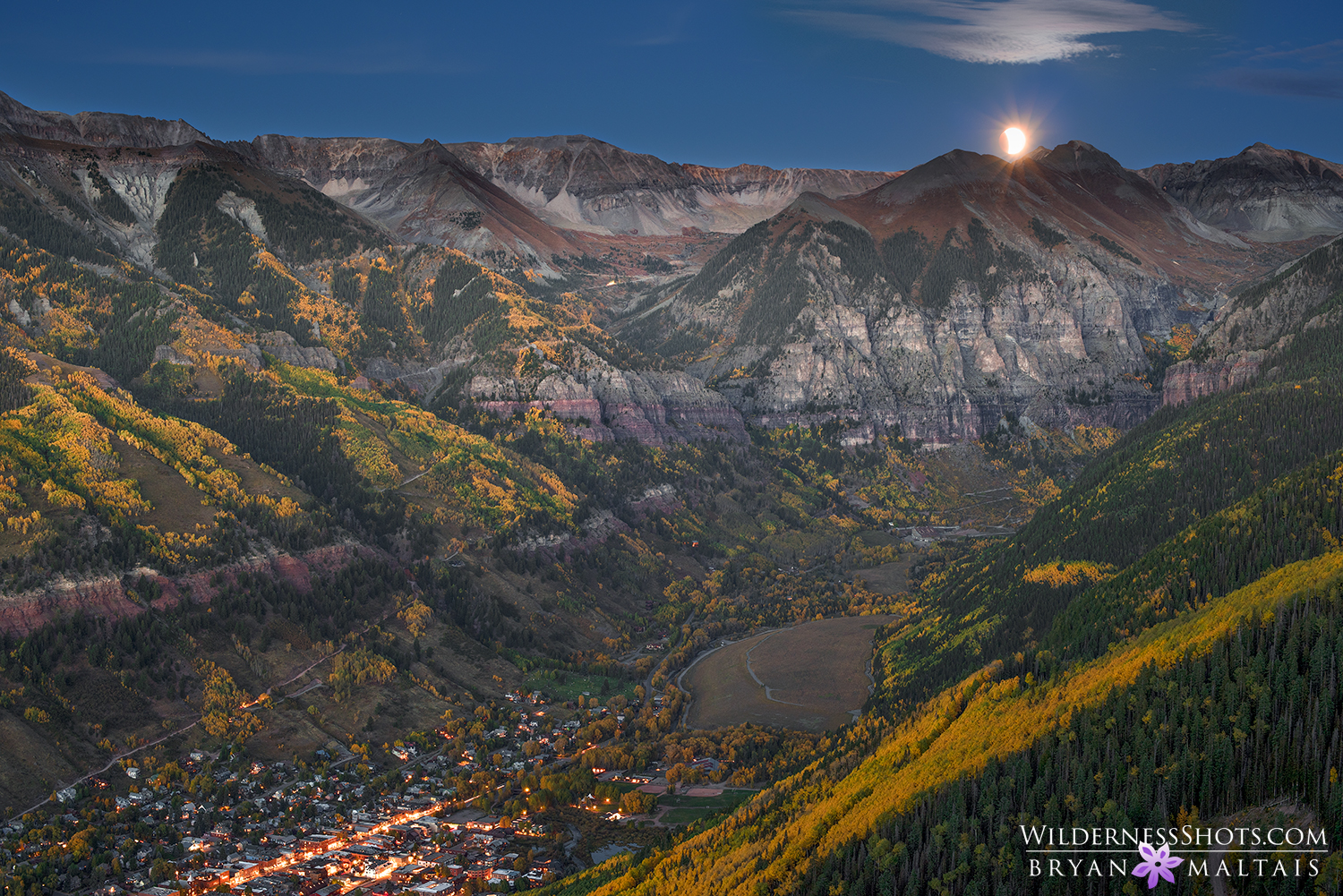 Supermoon Bloodmoon Eclipse 2015 over Telluride Mountains