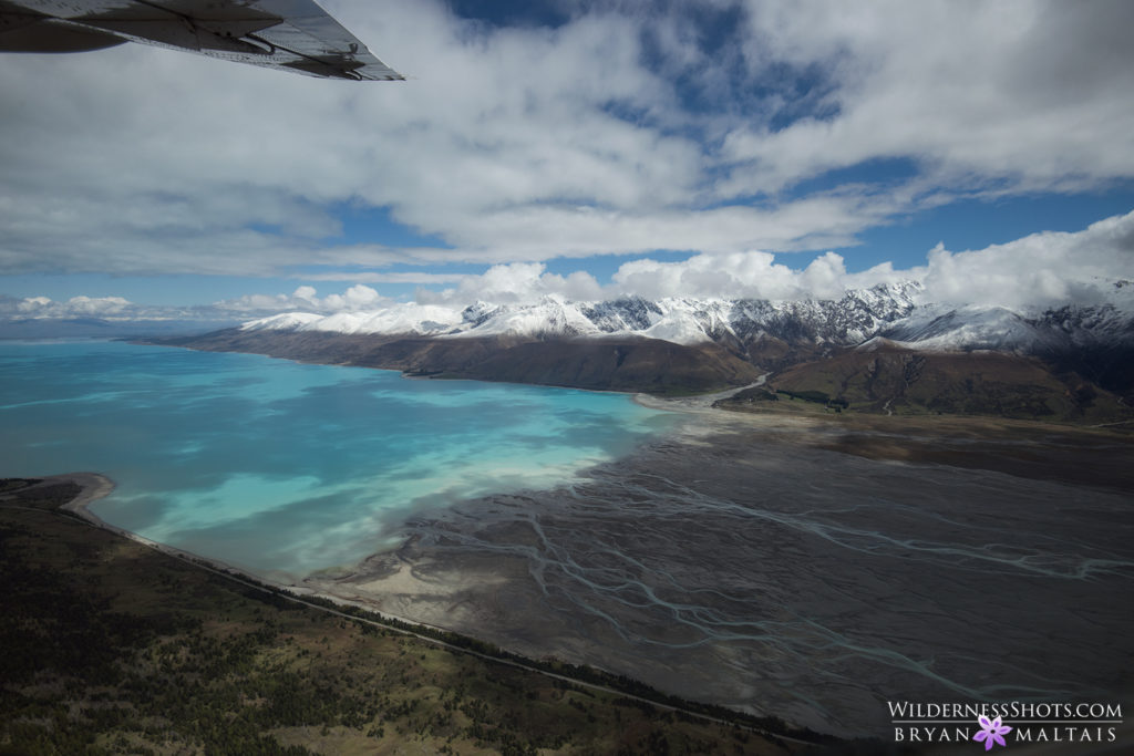 Aerial Lake Pukaki Alps New Zealand