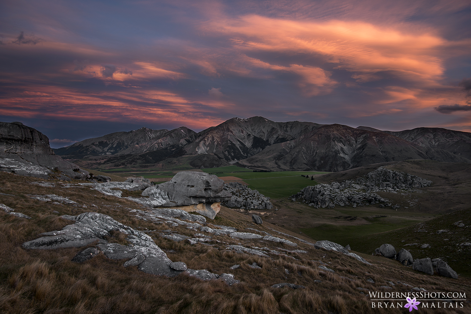 Castle Hill Sunset New Zealand Landscape Photography