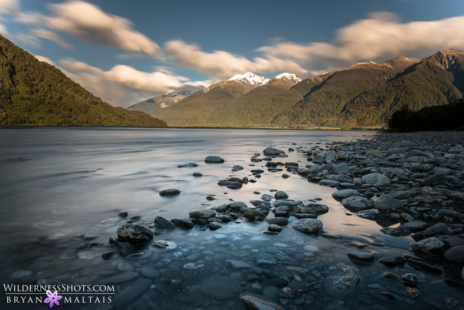 Haast River Sunset Clouds New Zealand Landscape Photography