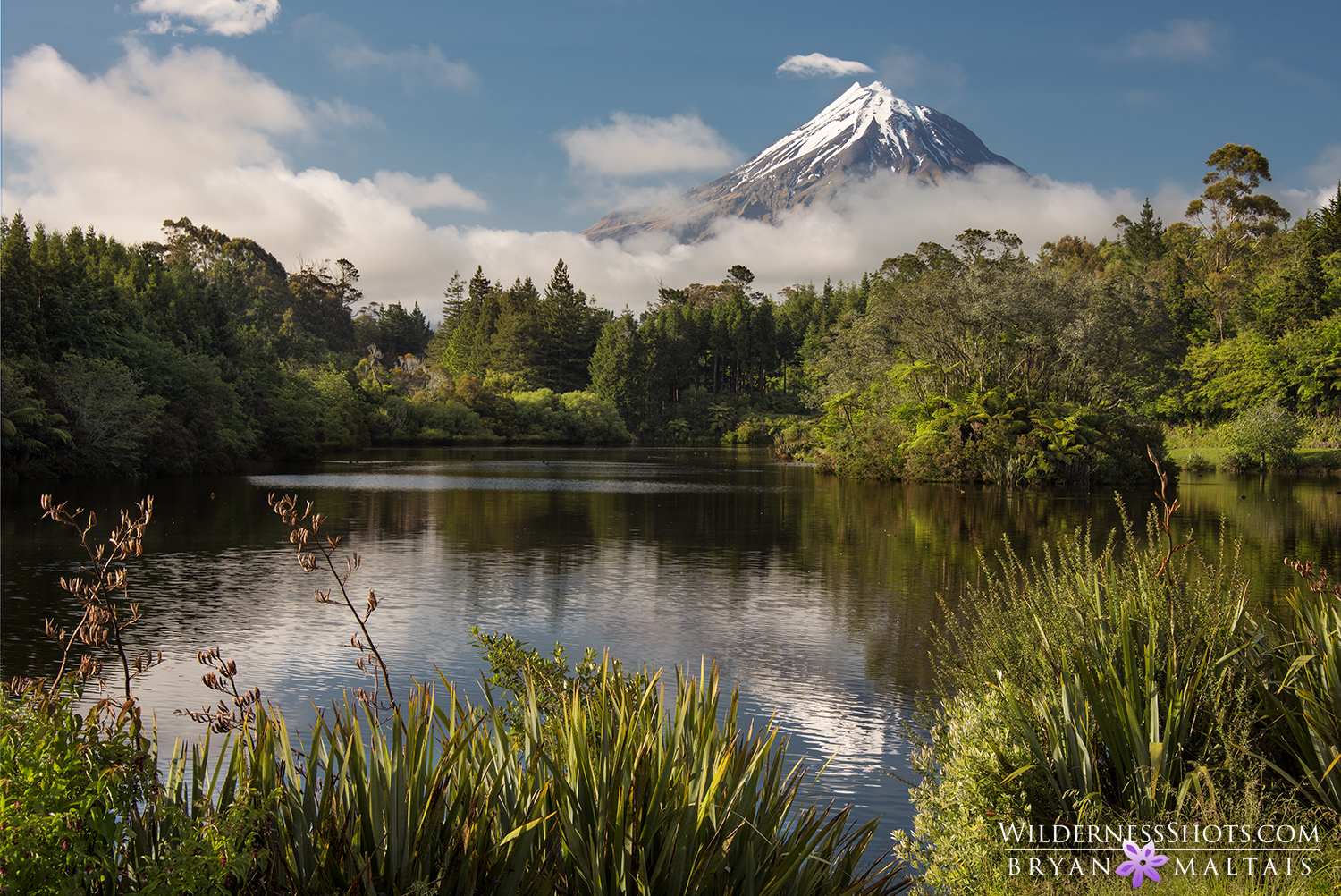 Mt Egmont Taranaki Lake Mangamahoe New Zealand Photography