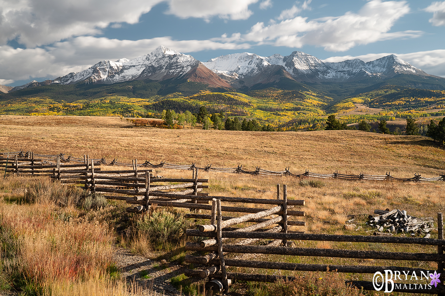 San Miguel Mountains Split Rail Fence Colorado Photos