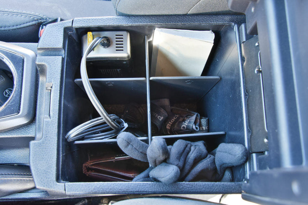 console divider toyota tacoma overlander build