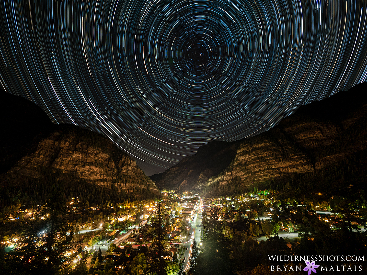 Ouray Colorado at Night Star Trails