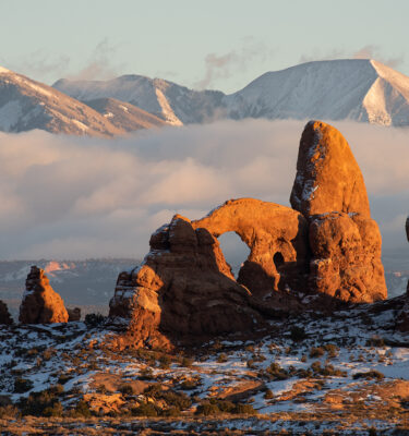 Turret Arch Sunset snow utah landscape photos
