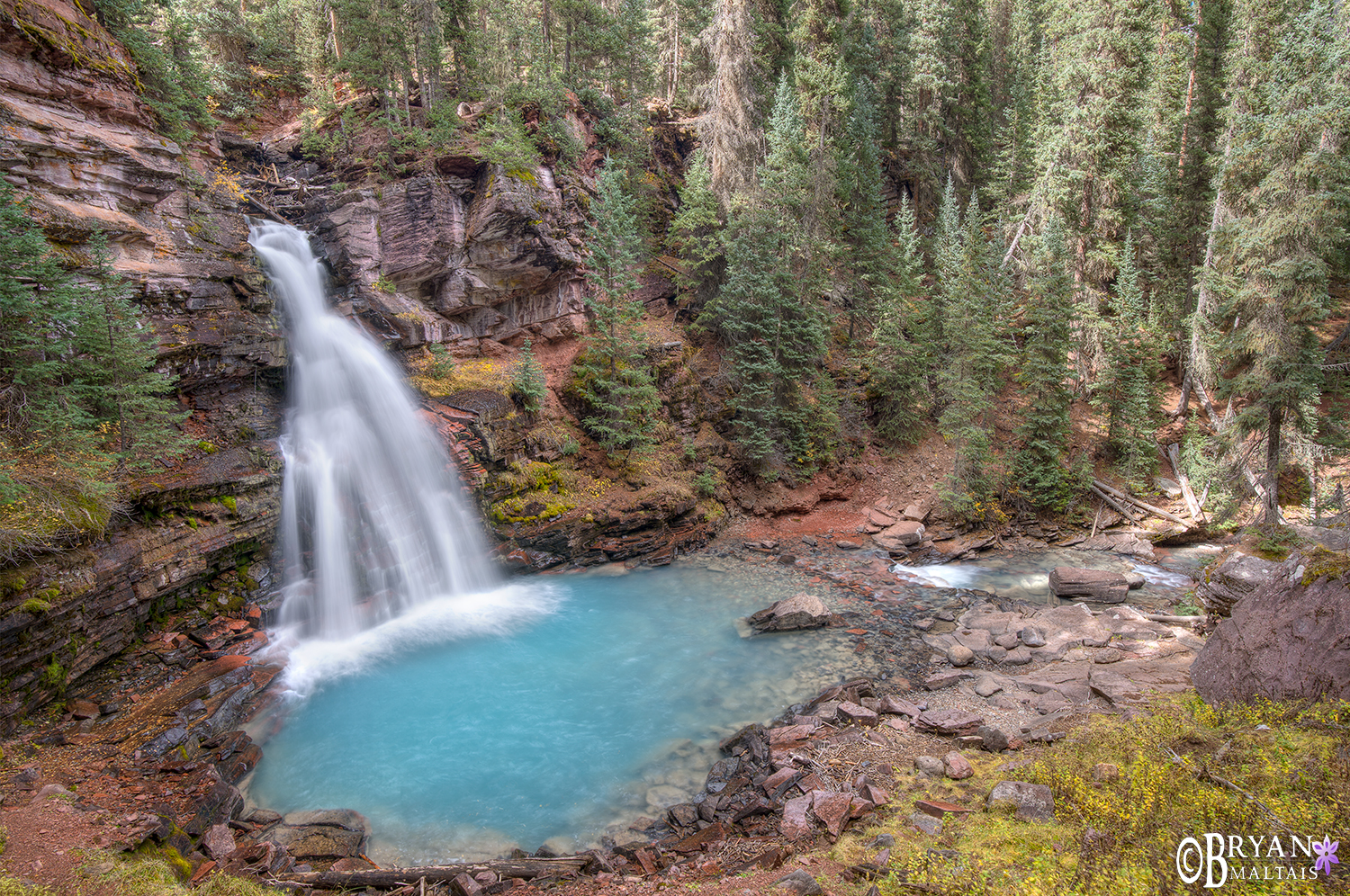 aqua waterfall Colorado wide from above