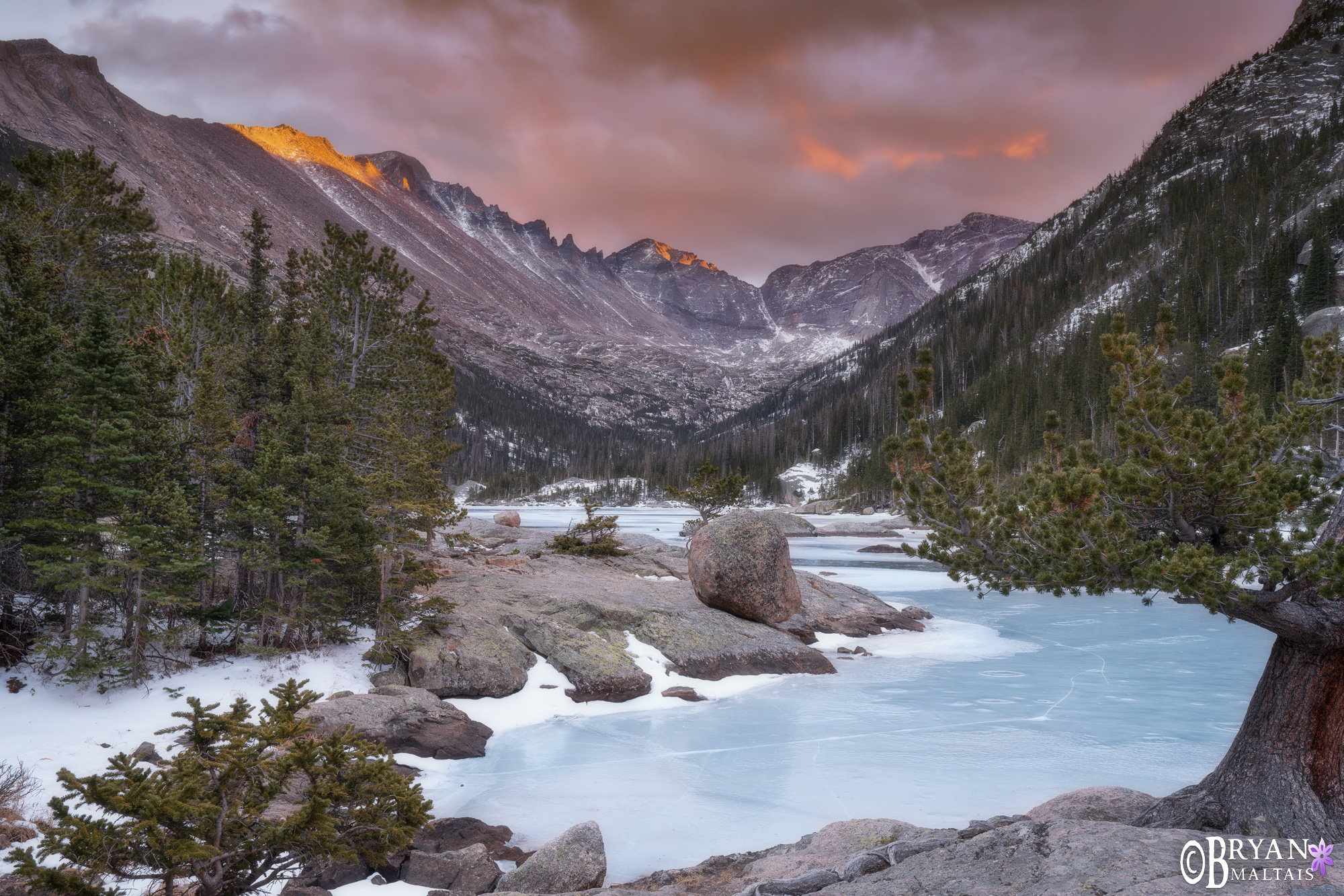 mills lake winter sunset mnp colorado landscape photos