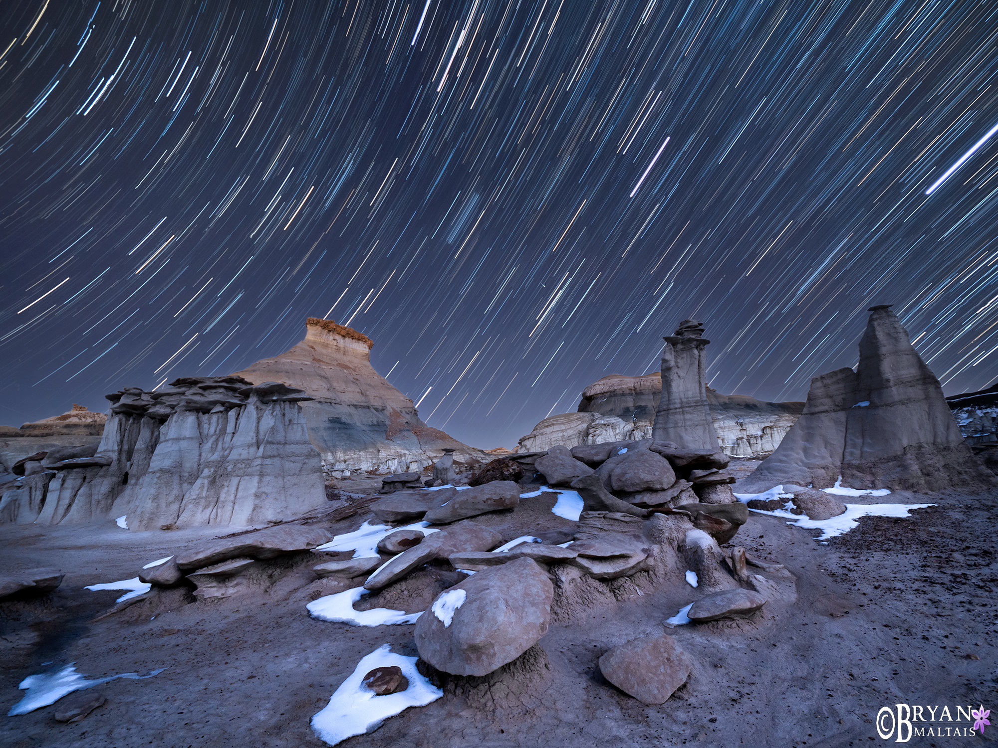 Bisti Badlands New Mexico Star Trails Hoodoos landscape photo