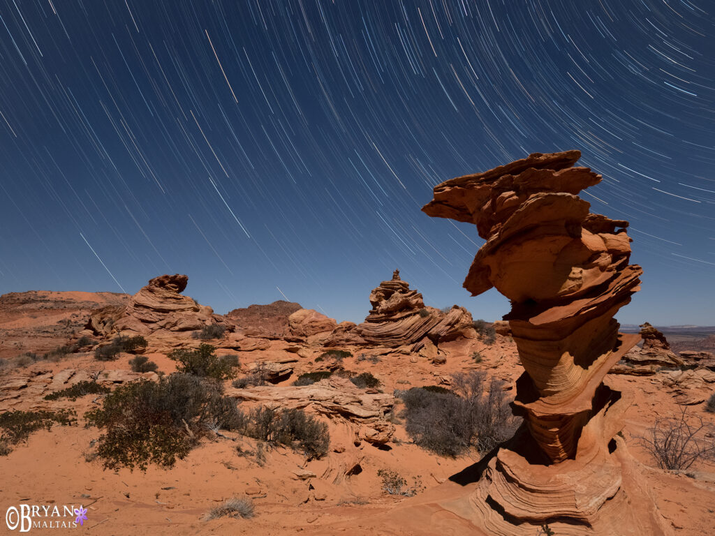 arizona sandstone monolith star trails
