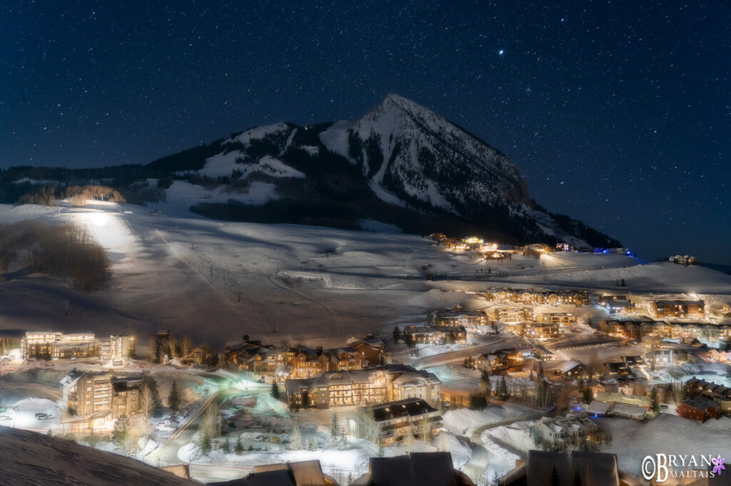 mt crested butte winter at night colorado