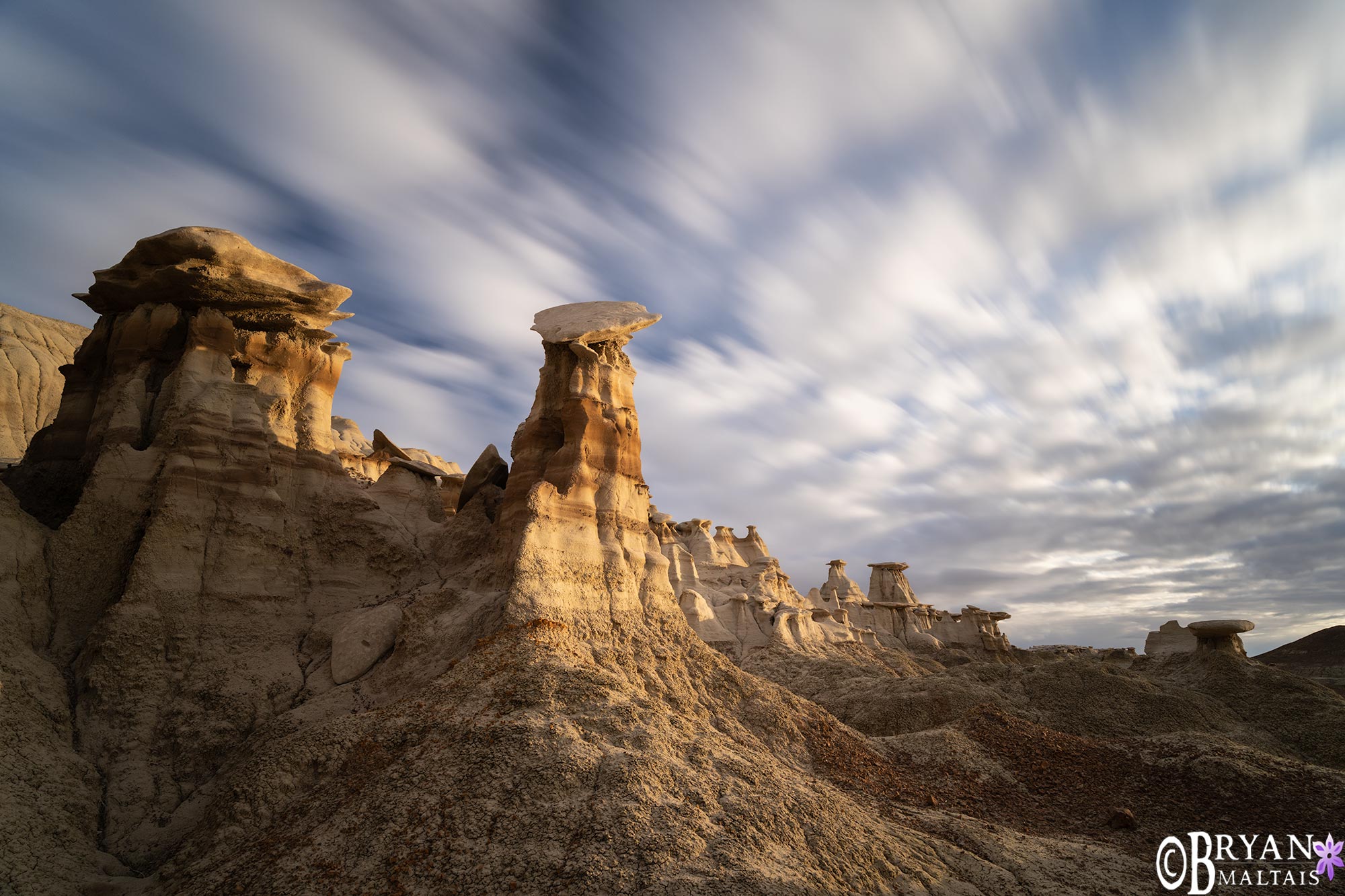 Bisti badlands photo prints clouds long exposure