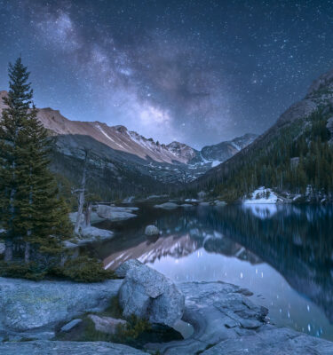 rocky mountain national park mills lake milky way photo print