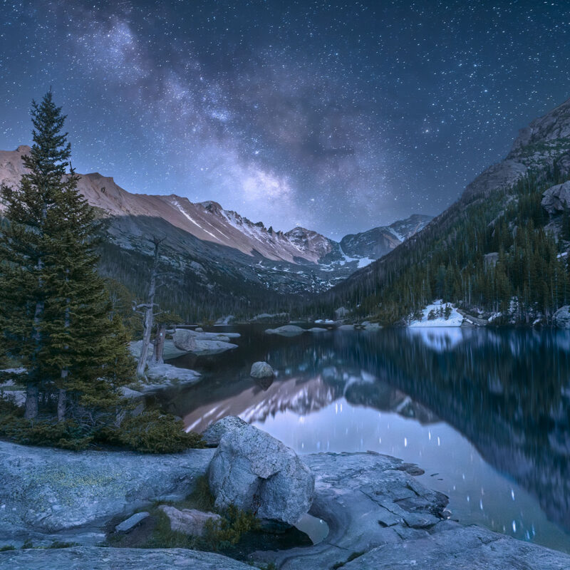 rocky mountain national park mills lake milky way photo print