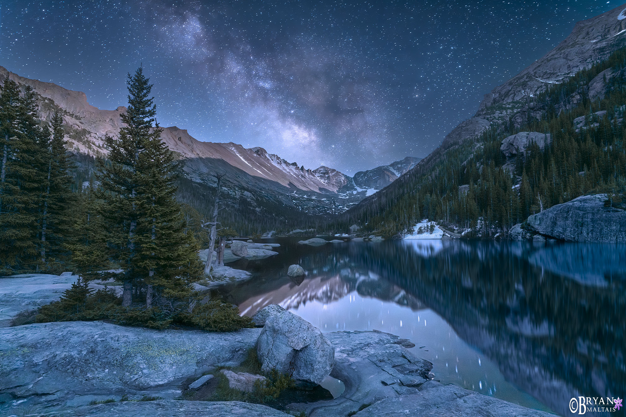 rocky mountain national park mills lake milky way photo print