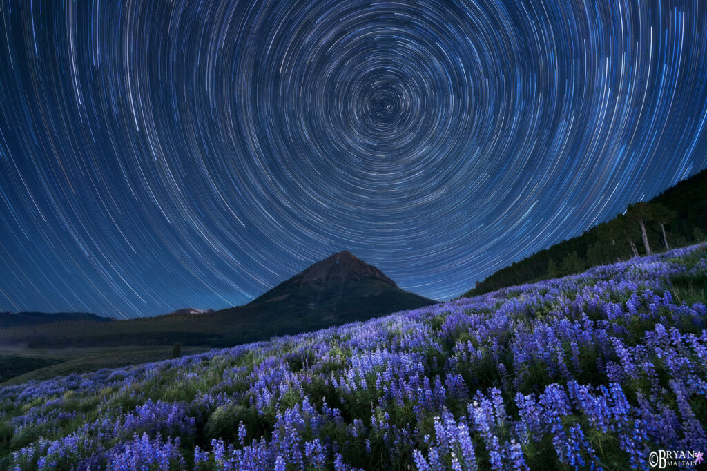gothic mountain crested butte star trails photo print