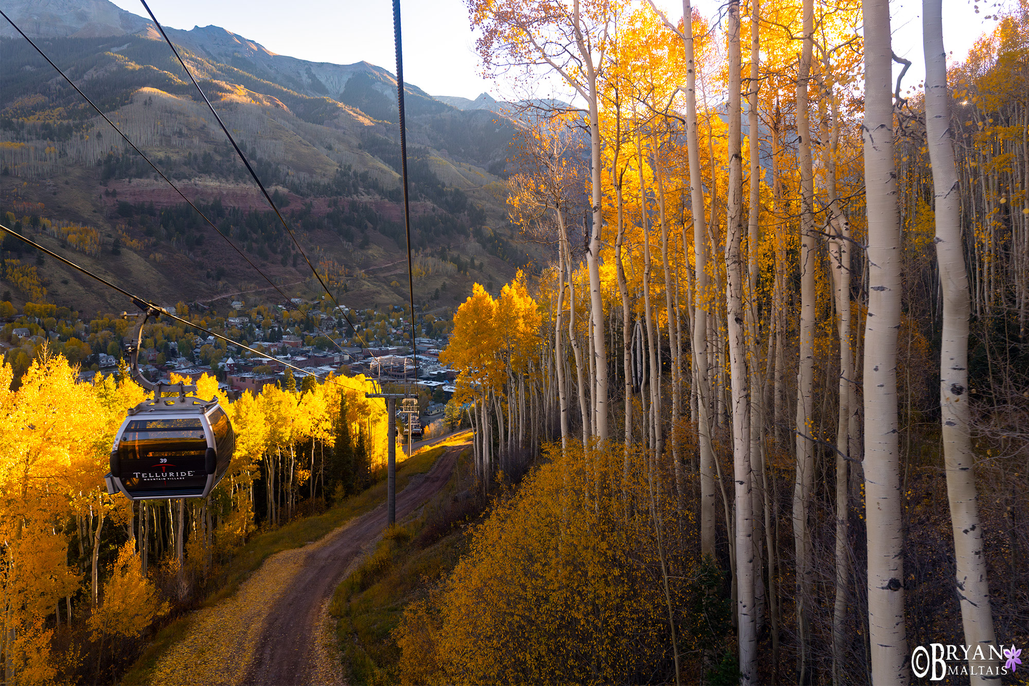 Telluride mountain village gondola fall colors photo print