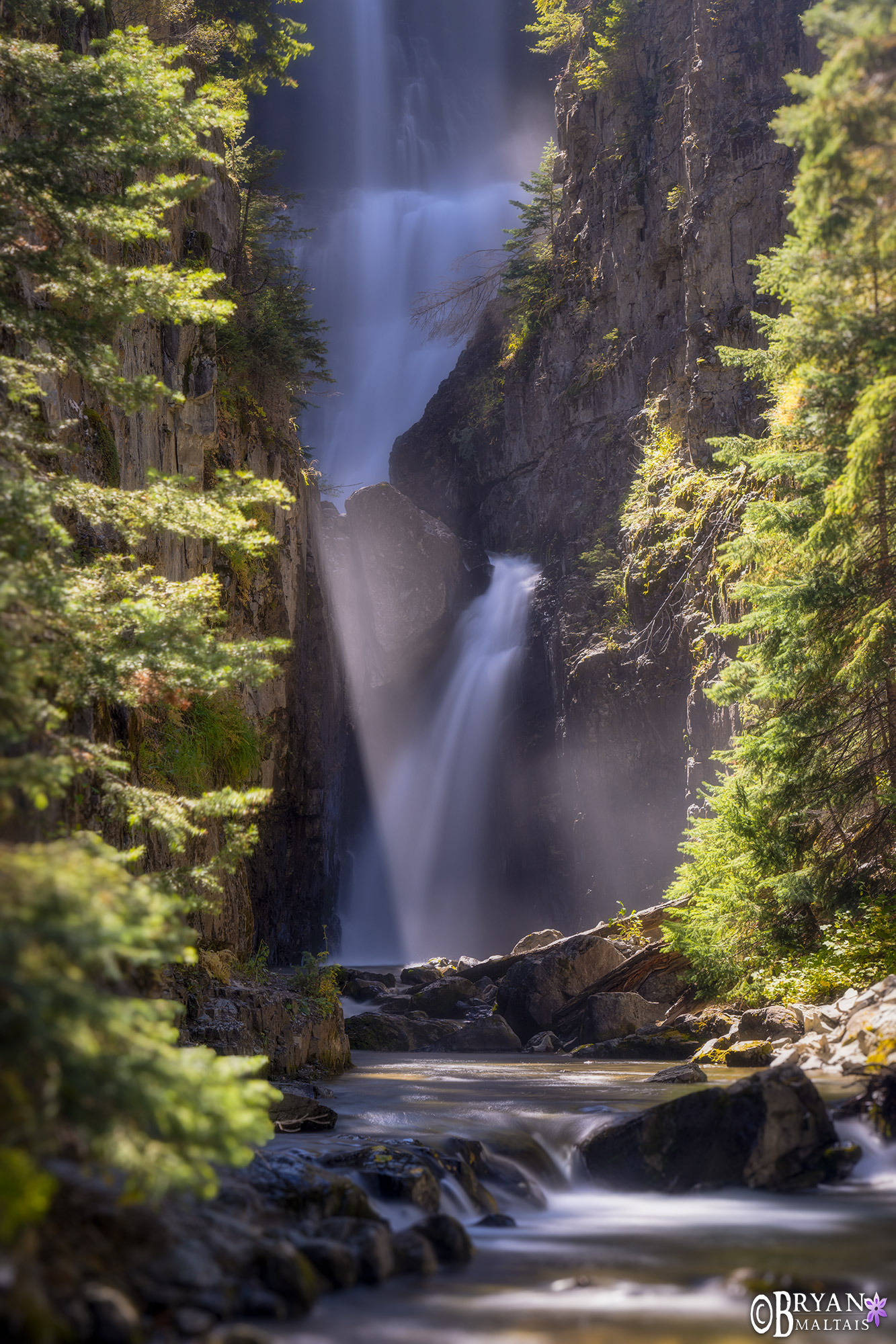 misty waterfall