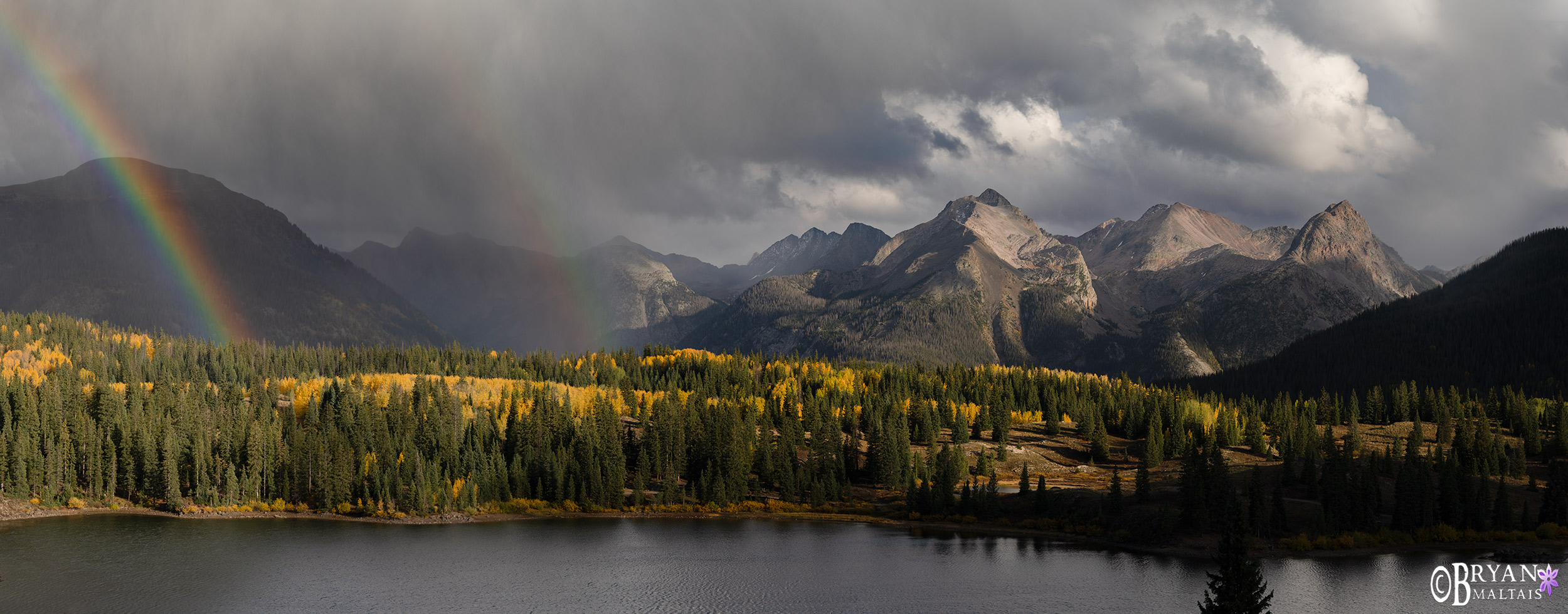 molas lake grenadier mountains rainbow panormaic print