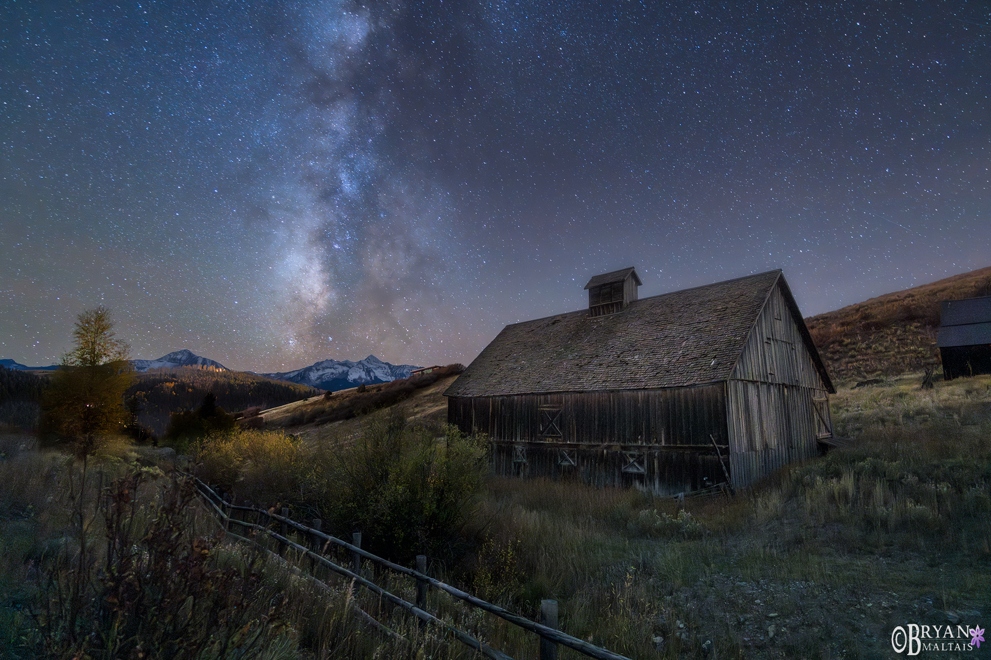 telluride barn milky way photo print