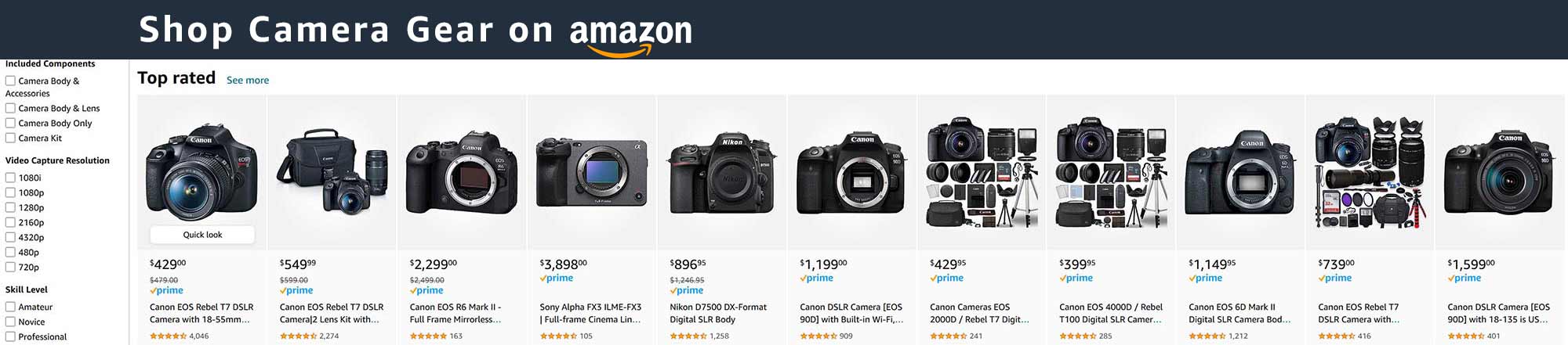 shop camera gear on amazon prime