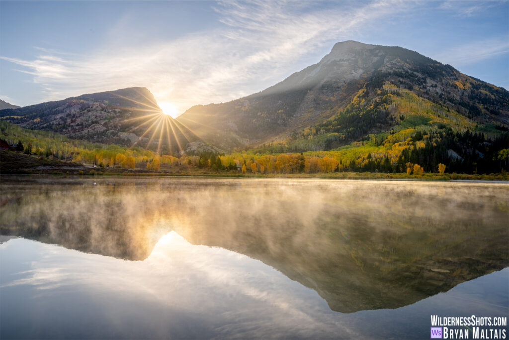 Beaver Pond Marble Colorado Sunstar Mist Mirror Reflection Fall Colors Photo Print