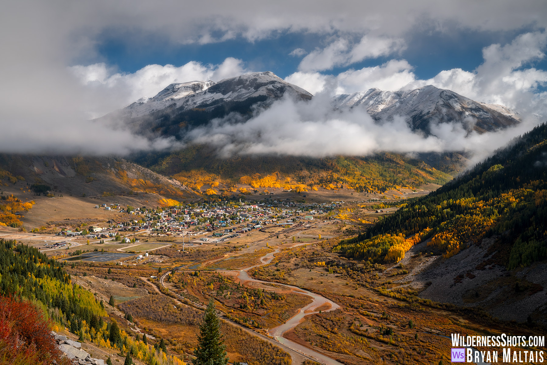 Silverton Colorado Overlook Fall Colors Misty Clouds