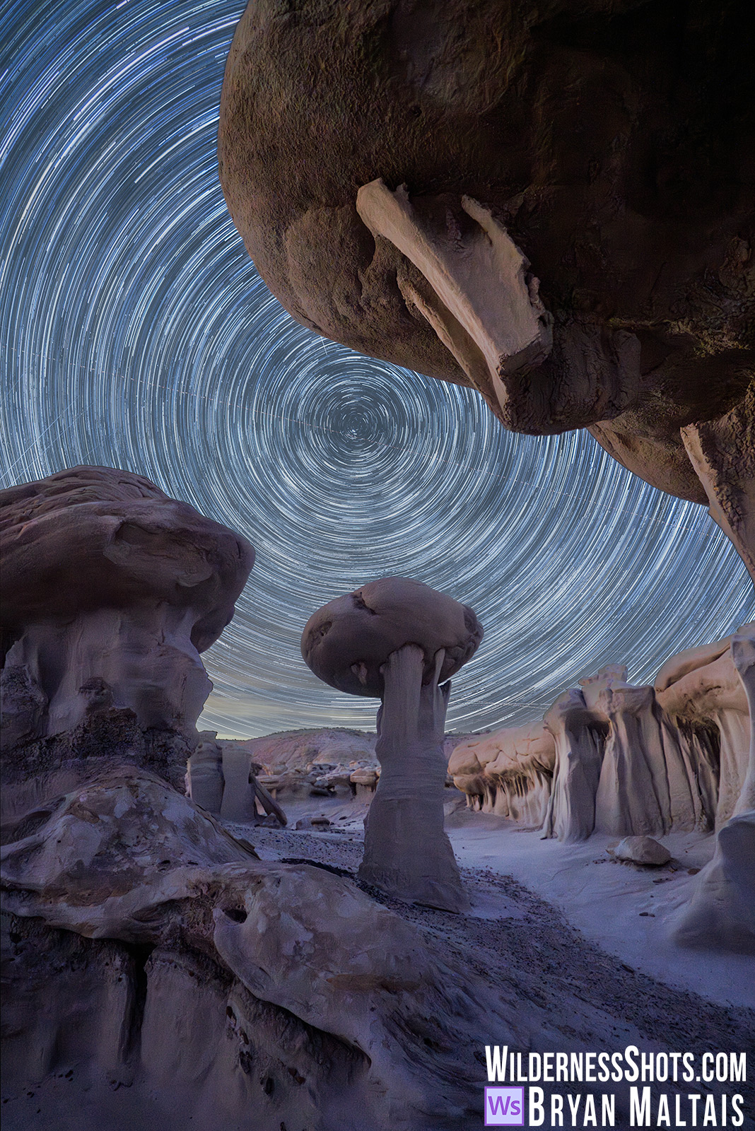 photo print of bisti badlands star trails