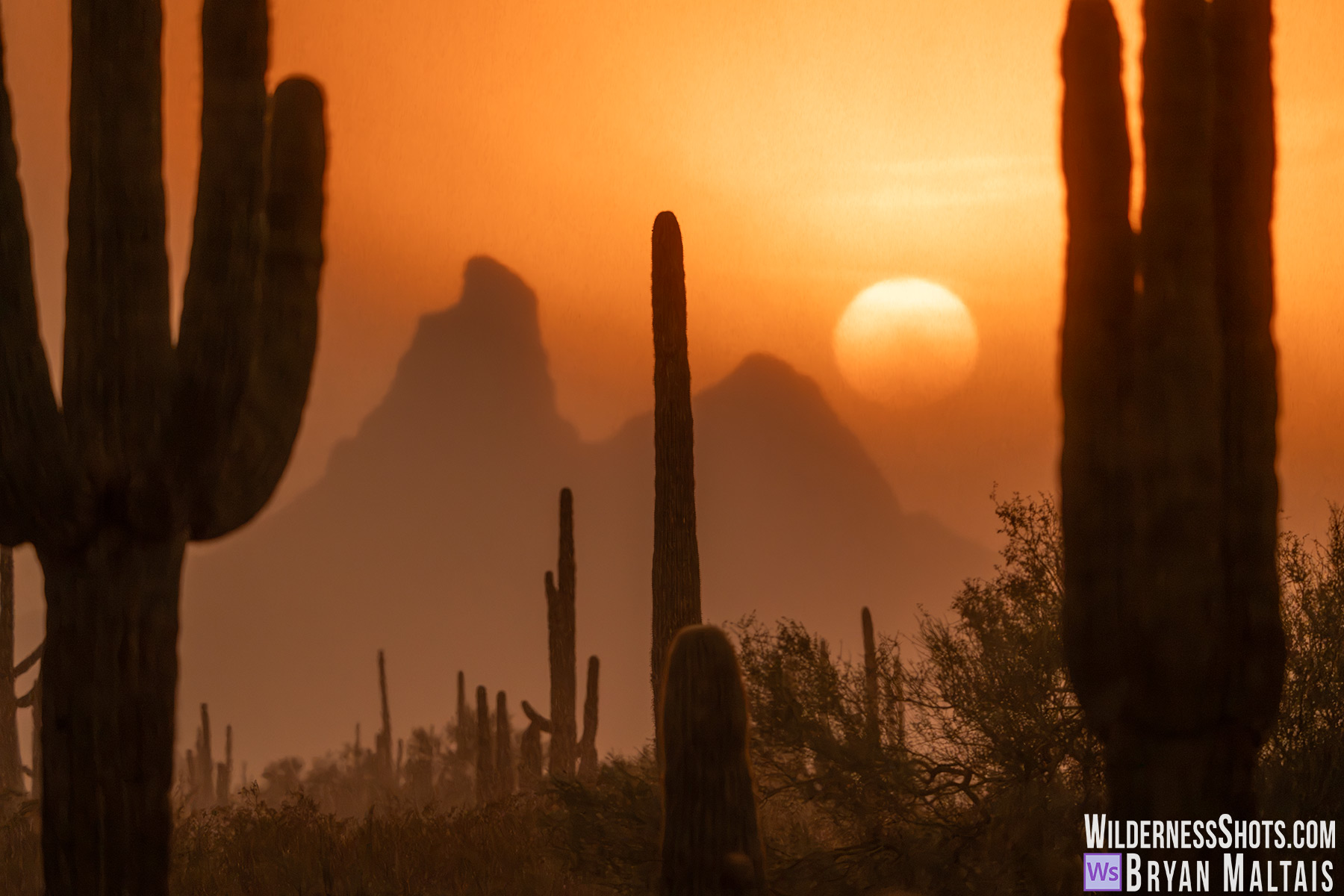 Piccacho Peak Sand Storm Sunset, AZ