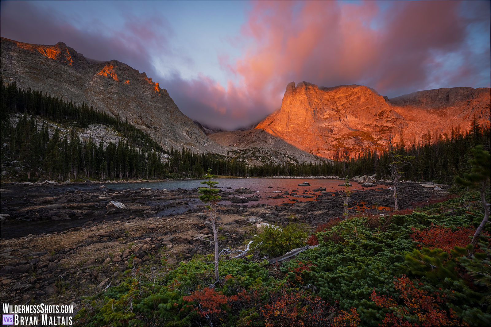 Red Autumn Sunrise in the Backcountry-RMNP CO